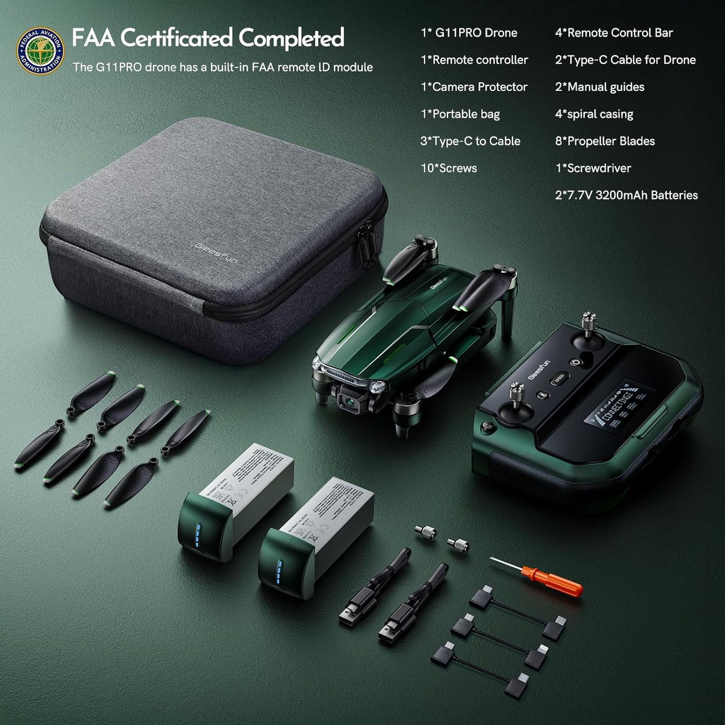 G11PRO 6K Drone with Camera for Adults, 4K/30fps Video, 3-Axis Brushless Gimbal, 70mins Flight Time with 2 Batteries, 10000ft Long Range, FAA compliance, Professional Drone with Auto Return