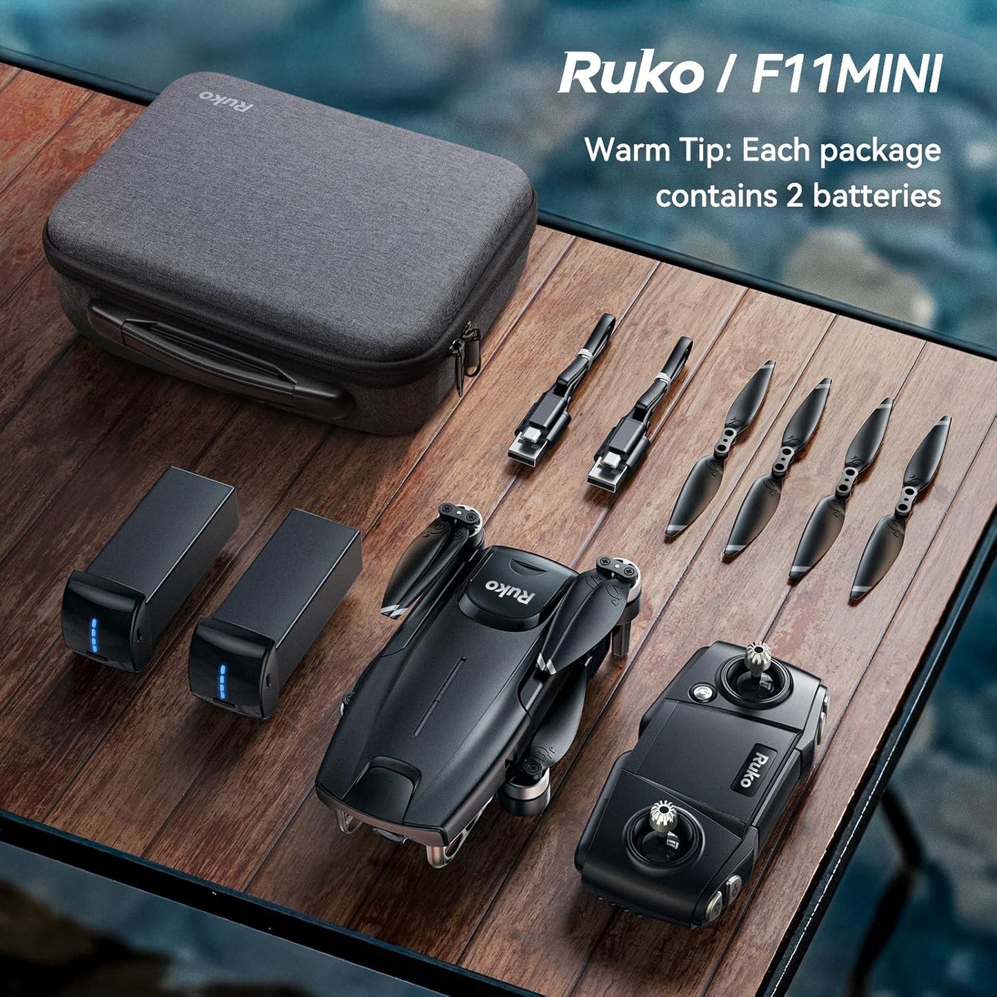 Ruko F11MINI Drone with Camera 4K, Under 249g, 60 Mins Flight with 2 batteries, 5GHz Transmission, GPS Auto Return, Brushless Motor, Foldable and Lightweight, FPV Quadcopter for Beginner, Adults