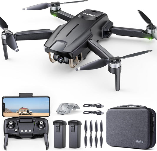 Ruko F11MINI Drone with Camera 4K, Under 249g, 60 Mins Flight with 2 batteries, 5GHz Transmission, GPS Auto Return, Brushless Motor, Foldable and Lightweight, FPV Quadcopter for Beginner, Adults
