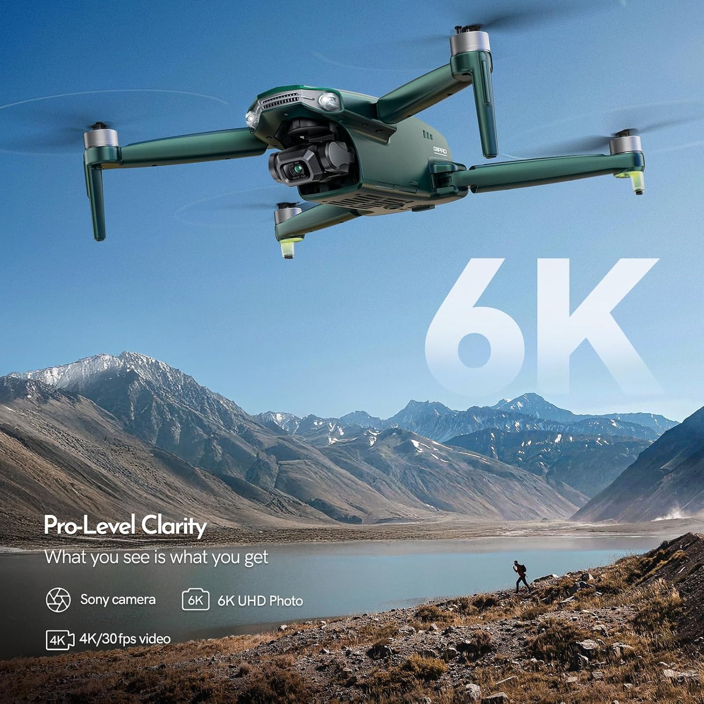 G11PRO 6K Drone with Camera for Adults, 4K/30fps Video, 3-Axis Brushless Gimbal, 70mins Flight Time with 2 Batteries, 10000ft Long Range, FAA compliance, Professional Drone with Auto Return